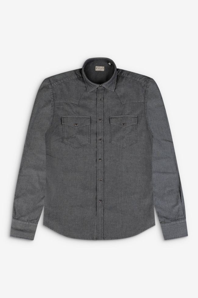 Xacus Hemd Herren Xacus Regular Einfarbig 100% Baumwolle Denim Jeans Kragen Italienisch Lange Ärmel