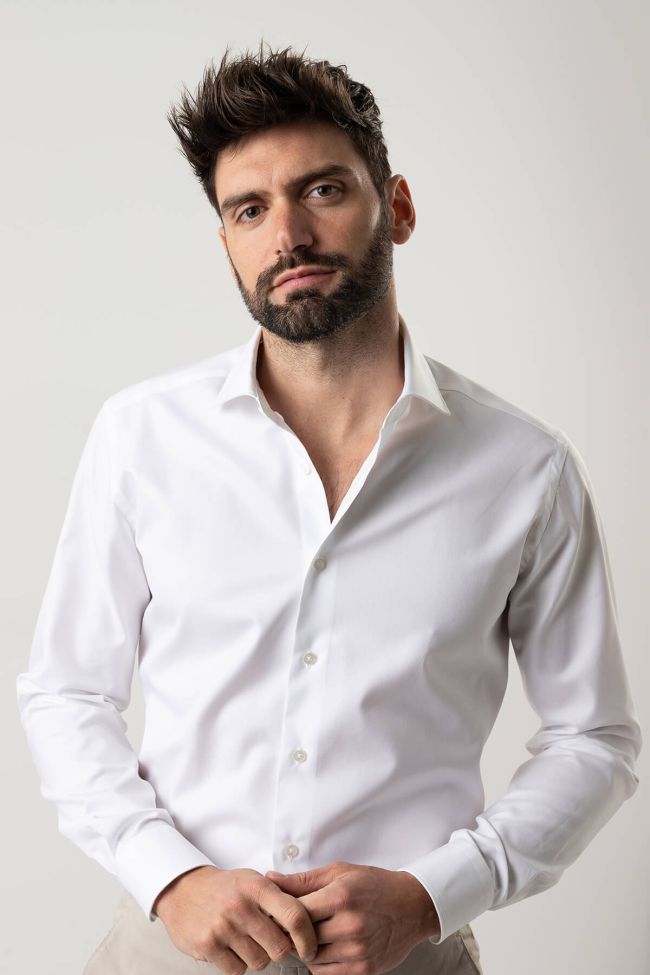 Xacus Hemd Herren Xacus Regular Einfarbig 100% Baumwolle Kragen Französisch Lange Ärmel