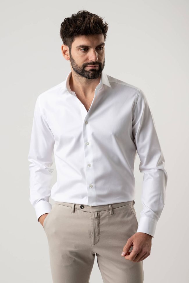 Xacus Hemd Herren Xacus Regular Einfarbig 100% Baumwolle Kragen Französisch Lange Ärmel
