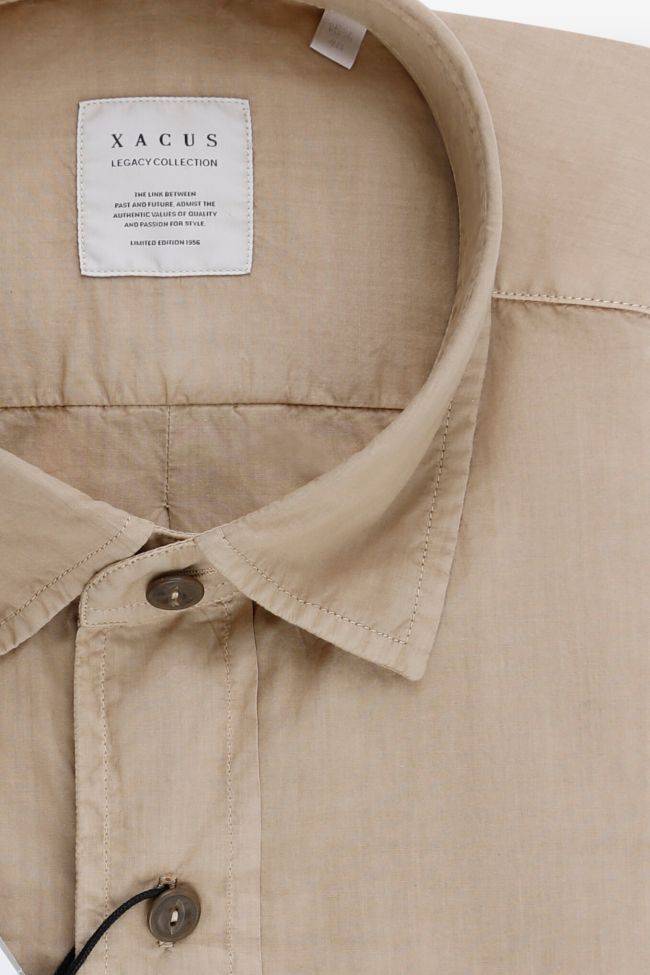 Xacus Hemd Herren Xacus Regular Einfarbig 100% Baumwolle Kragen Italienisch Lange Ärmel