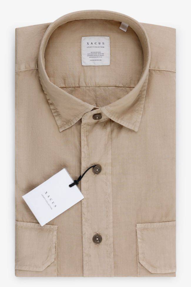 Xacus Hemd Herren Xacus Regular Einfarbig 100% Baumwolle Kragen Italienisch Lange Ärmel