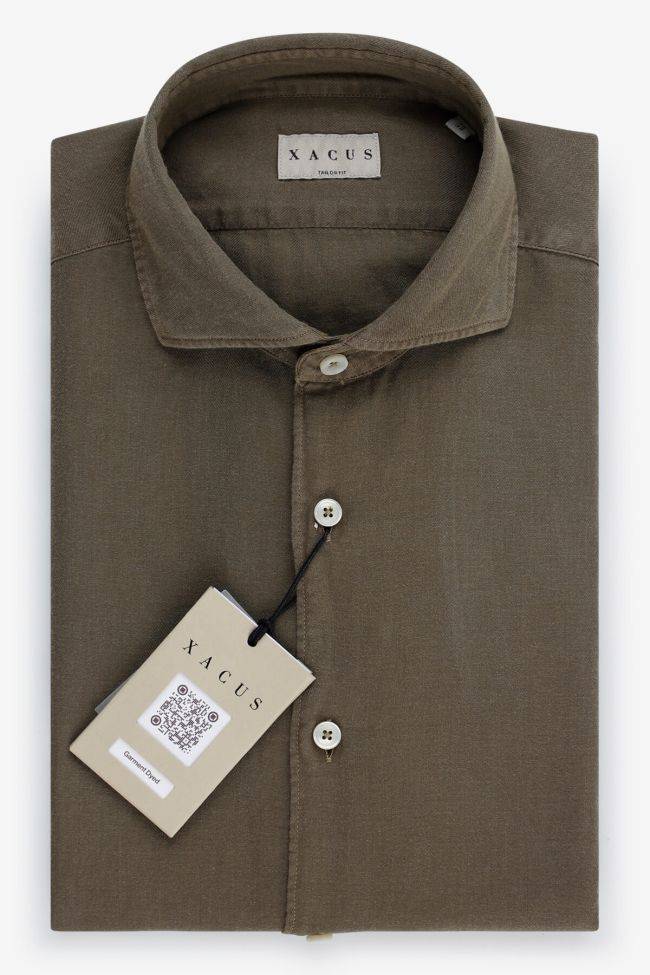 Xacus Hemd Herren Xacus Regular Einfarbig 100% Baumwolle Gewaschen Kragen Französisch Lange Ärmel