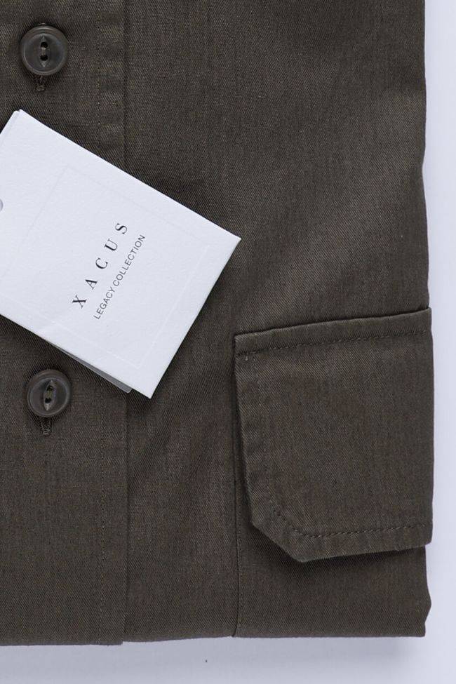 Xacus Hemd Herren Xacus Regular Einfarbig 100% Baumwolle Kragen Italienisch Lange Ärmel