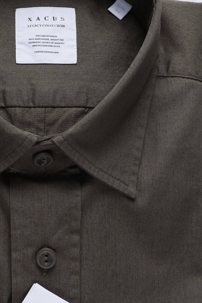 Xacus Hemd Herren Xacus Regular Einfarbig 100% Baumwolle Kragen Italienisch Lange Ärmel