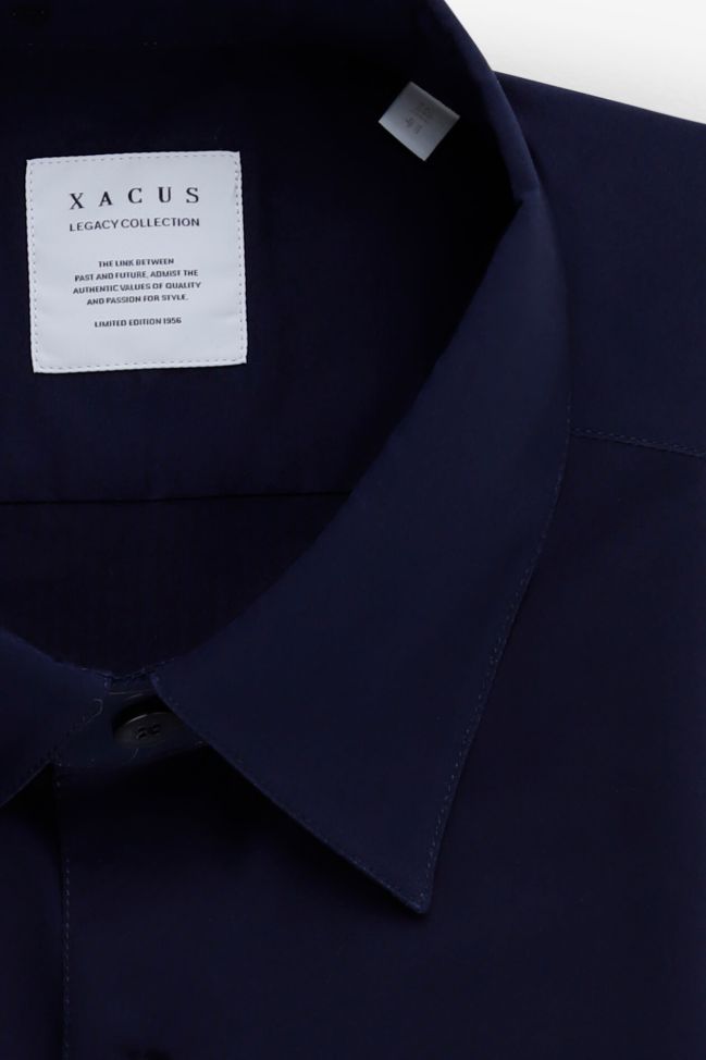 Xacus Hemd Herren Xacus Regular Einfarbig 100% Baumwolle Kragen Italienisch Lange Ärmel