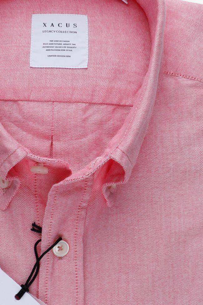 Xacus Hemd Herren Xacus Regular Einfarbig 100% Baumwolle Kragen Button-Down Lange Ärmel