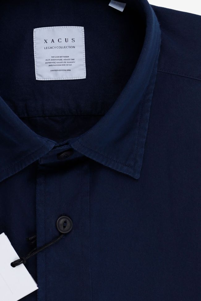 Xacus Hemd Herren Xacus Regular Einfarbig 100% Baumwolle Kragen Italienisch Lange Ärmel