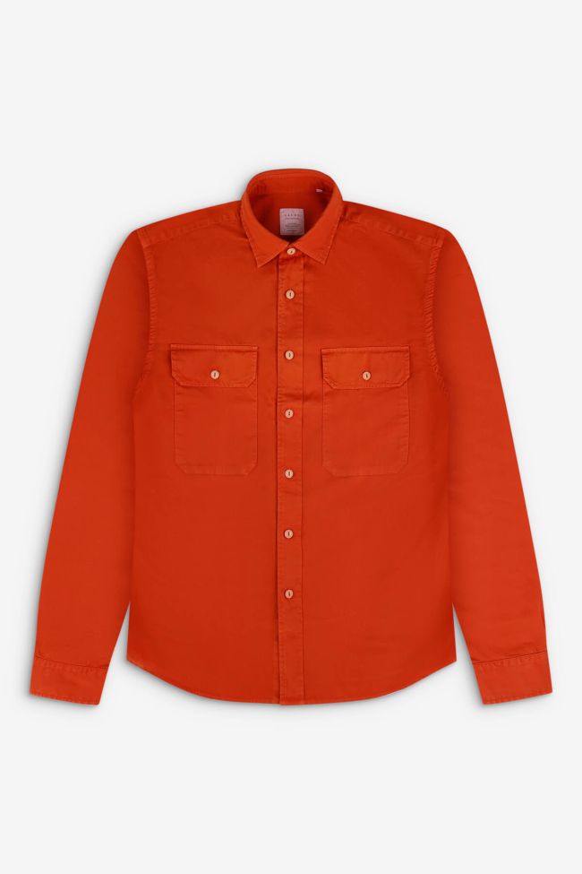 Xacus Hemd Herren Xacus Regular Einfarbig 100% Baumwolle Kragen Italienisch Lange Ärmel