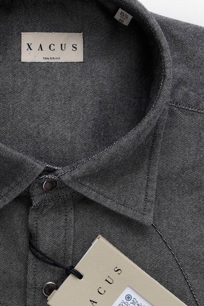Xacus Hemd Herren Xacus Regular Einfarbig 100% Baumwolle Denim Jeans Kragen Italienisch Lange Ärmel