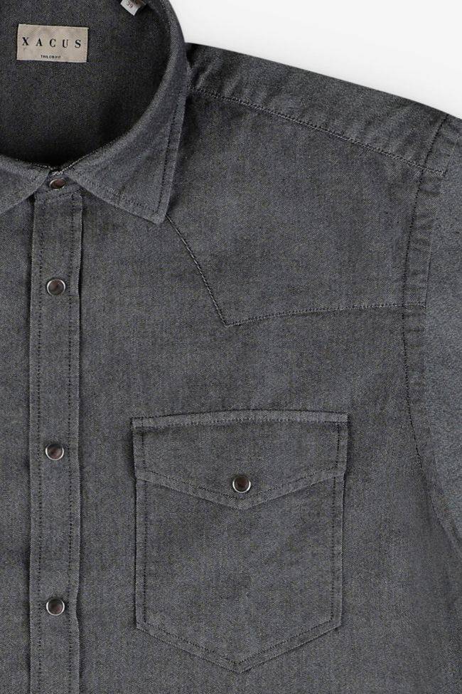 Xacus Hemd Herren Xacus Regular Einfarbig 100% Baumwolle Denim Jeans Kragen Italienisch Lange Ärmel
