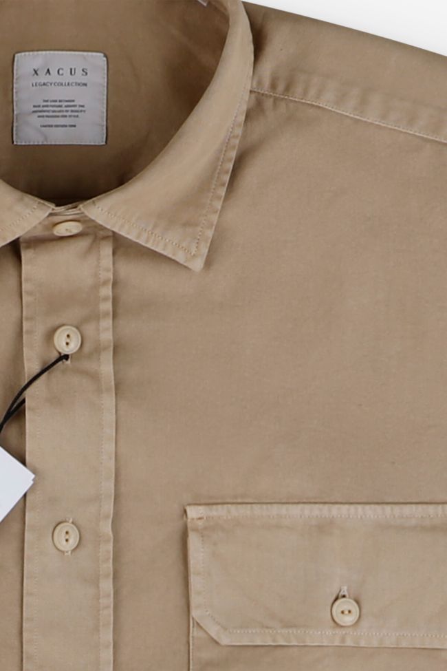 Xacus Hemd Herren Xacus Regular Einfarbig 100% Baumwolle Kragen Italienisch Lange Ärmel