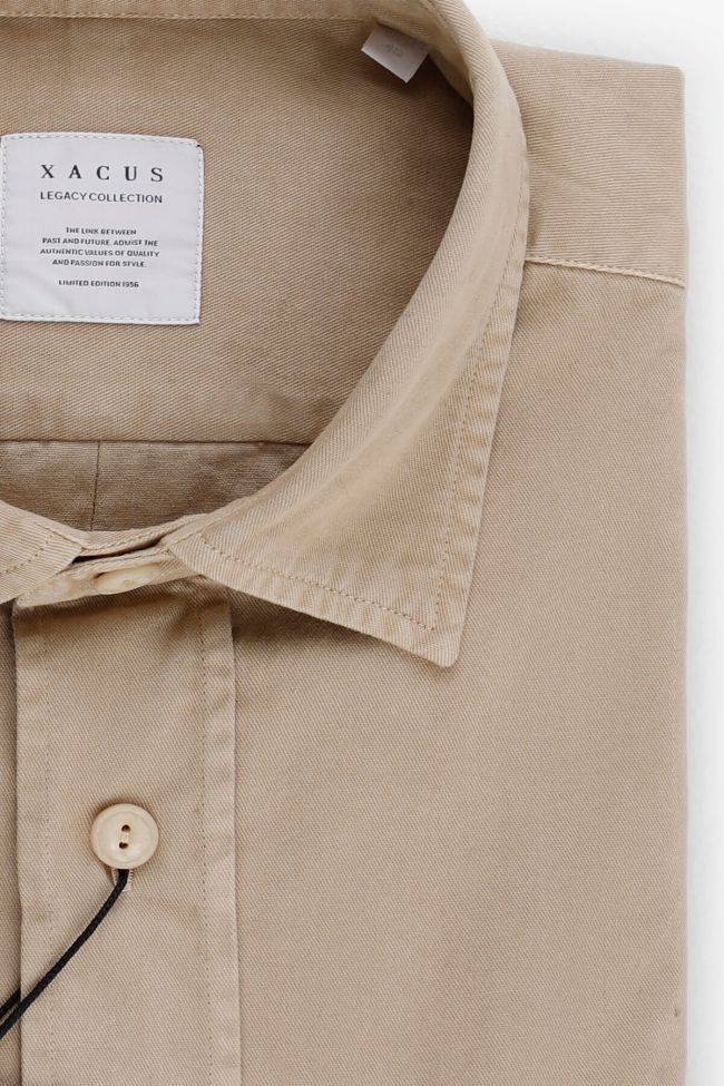 Xacus Hemd Herren Xacus Regular Einfarbig 100% Baumwolle Kragen Italienisch Lange Ärmel