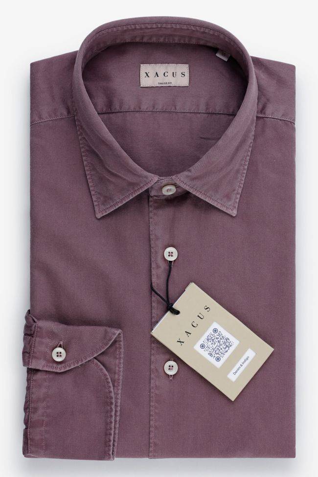 xacus Hemd Herren Xacus Regular Einfarbig 100% Baumwolle gewaschen kragen Italienisch Lange Ärmel