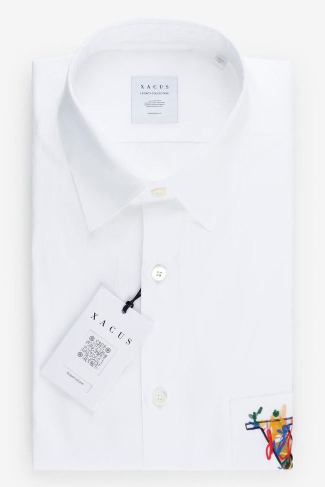 Xacus Hemd Herren Xacus Regular Einfarbig 100% Baumwolle Kragen Italienisch Lange Ärmel