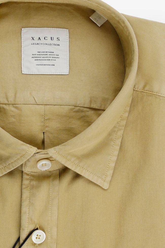 Xacus Hemd Herren Xacus Regular Einfarbig 100% Baumwolle Kragen Italienisch Lange Ärmel