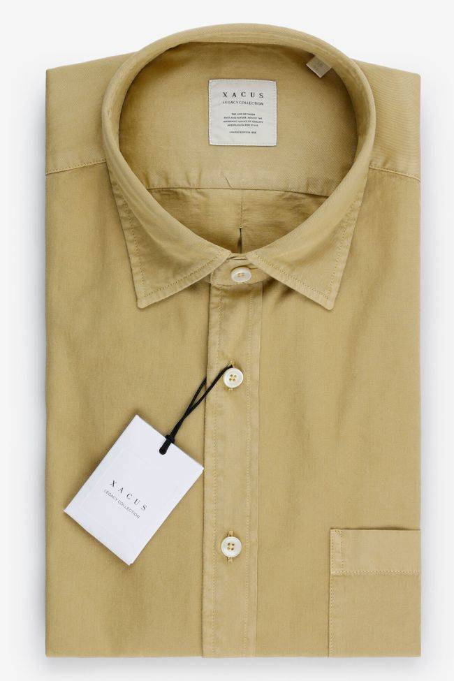 xacus Hemd Herren Xacus Regular Einfarbig 100% Baumwolle kragen Italienisch Lange Ärmel