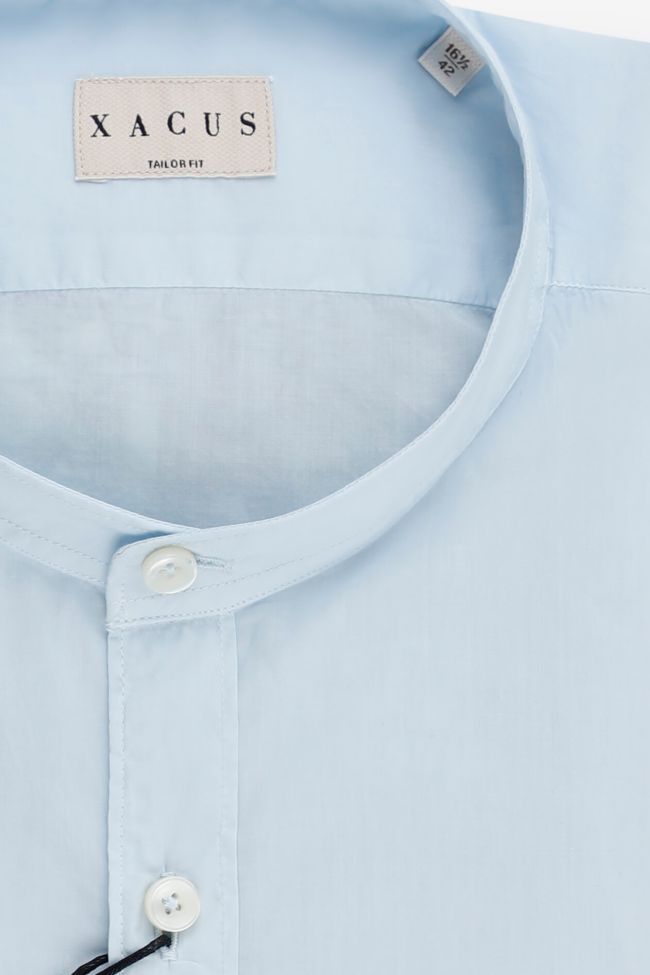 Xacus Hemd Herren Xacus Regular Einfarbig 100% Baumwolle Kragen Mandarinkragen Lange Ärmel