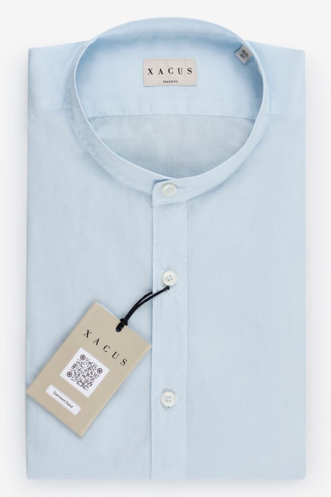 xacus Hemd Herren Xacus Regular Einfarbig 100% Baumwolle kragen Mandarinkragen Lange Ärmel