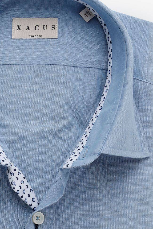 Xacus Hemd Herren Xacus Regular Einfarbig 100% Baumwolle Kragen Italienisch Lange Ärmel
