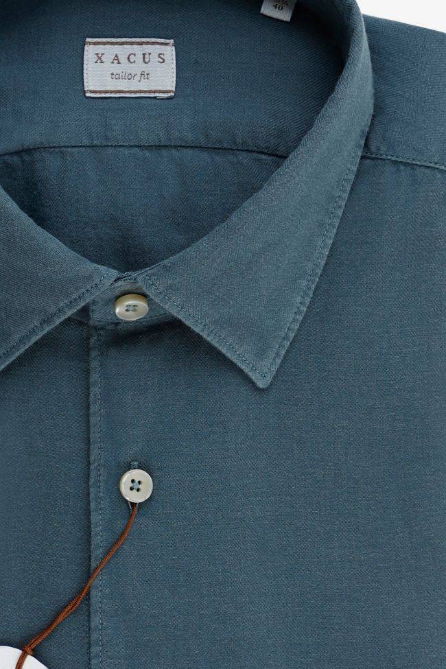 Xacus Hemd Herren Xacus Regular Einfarbig 100% Baumwolle Kragen Italienisch Lange Ärmel