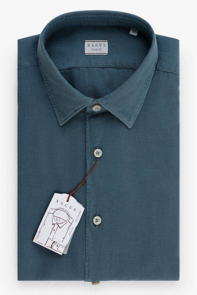 xacus Hemd Herren Xacus Regular Einfarbig 100% Baumwolle kragen Italienisch Lange Ärmel