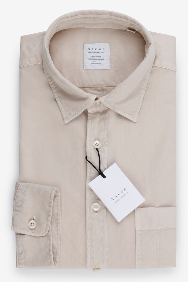 xacus Hemd Herren Xacus Regular Einfarbig 100% Baumwolle kragen Italienisch Lange Ärmel