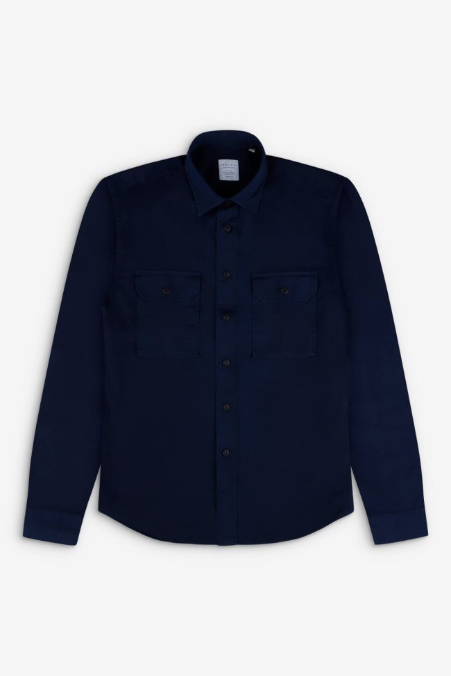Xacus Hemd Herren Xacus Regular Einfarbig 100% Baumwolle Kragen Italienisch Lange Ärmel