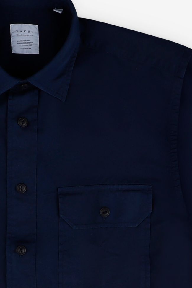 Xacus Hemd Herren Xacus Regular Einfarbig 100% Baumwolle Kragen Italienisch Lange Ärmel