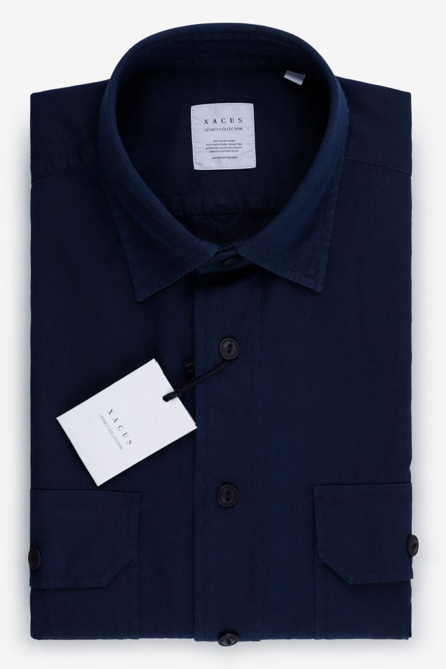 xacus Hemd Herren Xacus Regular Einfarbig 100% Baumwolle kragen Italienisch Lange Ärmel