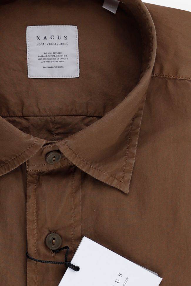 Xacus Hemd Herren Xacus Regular Einfarbig 100% Baumwolle Kragen Italienisch Lange Ärmel