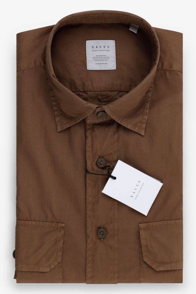 xacus Hemd Herren Xacus Regular Einfarbig 100% Baumwolle kragen Italienisch Lange Ärmel