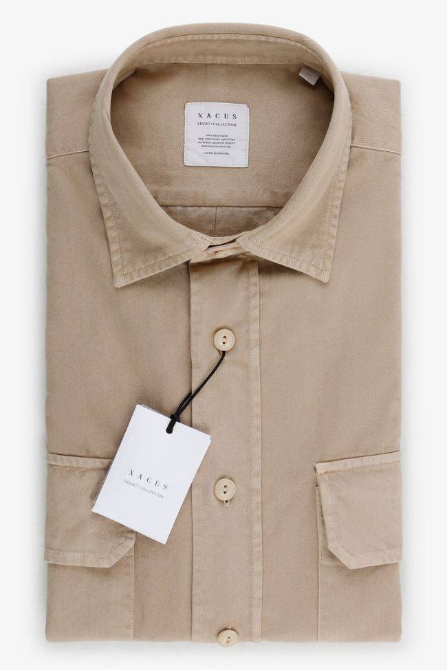 Xacus Hemd Herren Xacus Regular Einfarbig 100% Baumwolle Kragen Italienisch Lange Ärmel