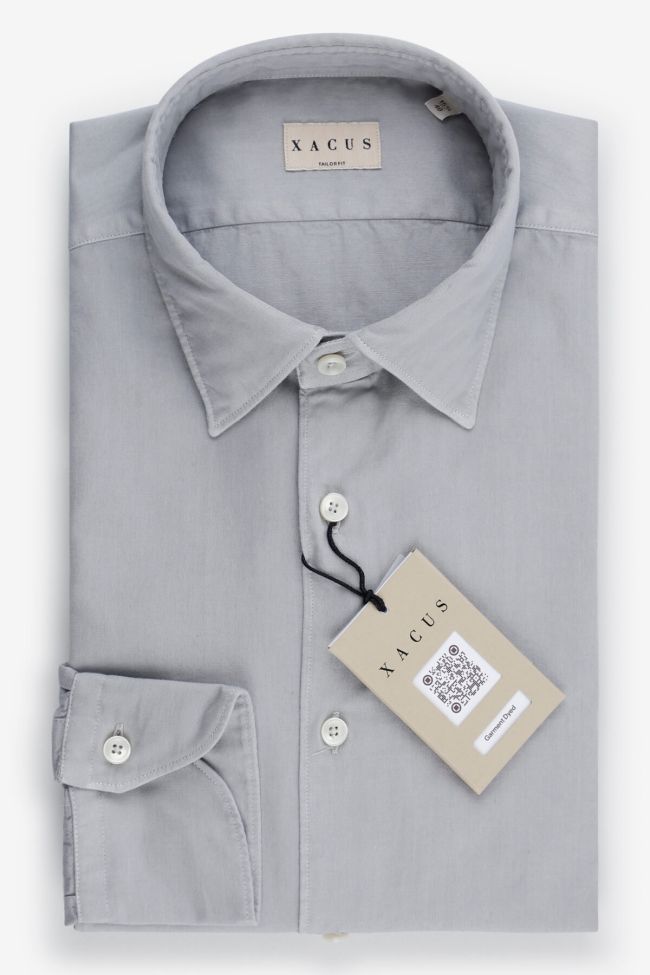 xacus Hemd Herren Xacus Regular Einfarbig 100% Baumwolle gewaschen kragen Italienisch Lange Ärmel