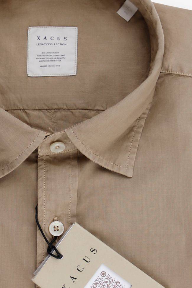 Xacus Hemd Herren Xacus Regular Einfarbig 100% Baumwolle Kragen Italienisch Lange Ärmel