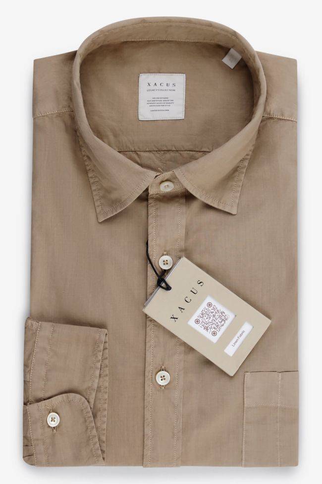 xacus Hemd Herren Xacus Regular Einfarbig 100% Baumwolle kragen Italienisch Lange Ärmel