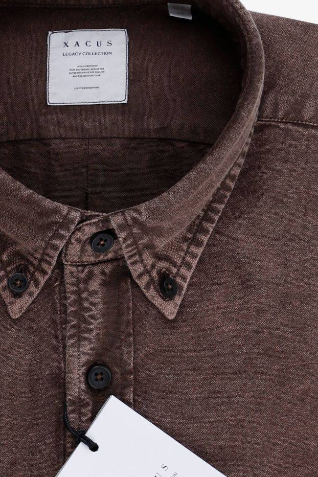 Xacus Hemd Herren Xacus Regular Einfarbig 100% Baumwolle Denim Jeans Kragen Button-Down Lange Ärmel