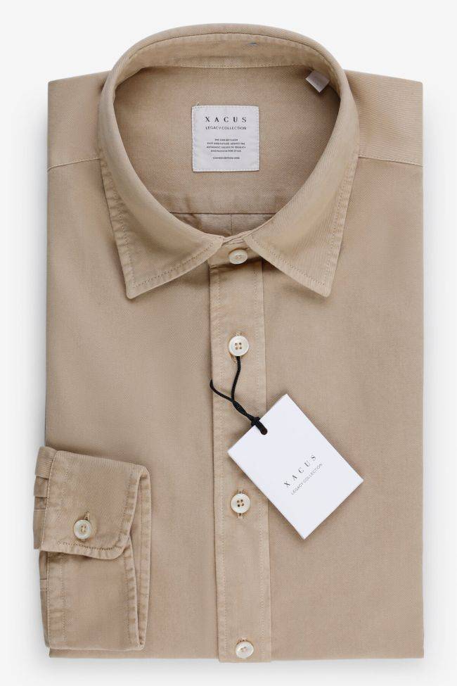 xacus Hemd Herren Xacus Regular Einfarbig 100% Baumwolle kragen Italienisch Lange Ärmel