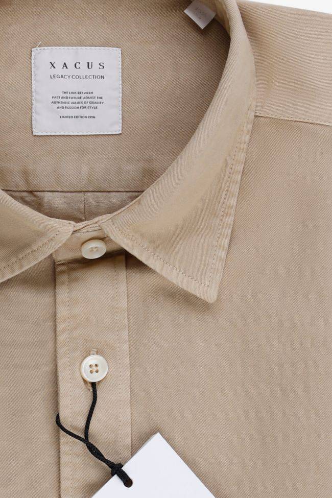 Xacus Hemd Herren Xacus Regular Einfarbig 100% Baumwolle Kragen Italienisch Lange Ärmel