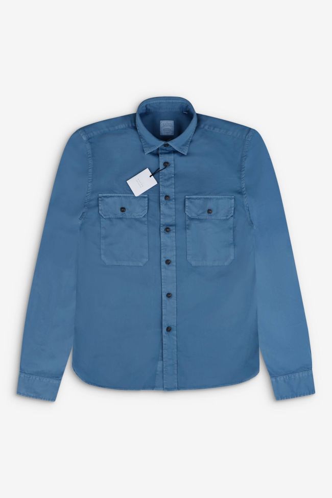 xacus Hemd Herren Xacus Regular Einfarbig 100% Baumwolle kragen Italienisch Lange Ärmel