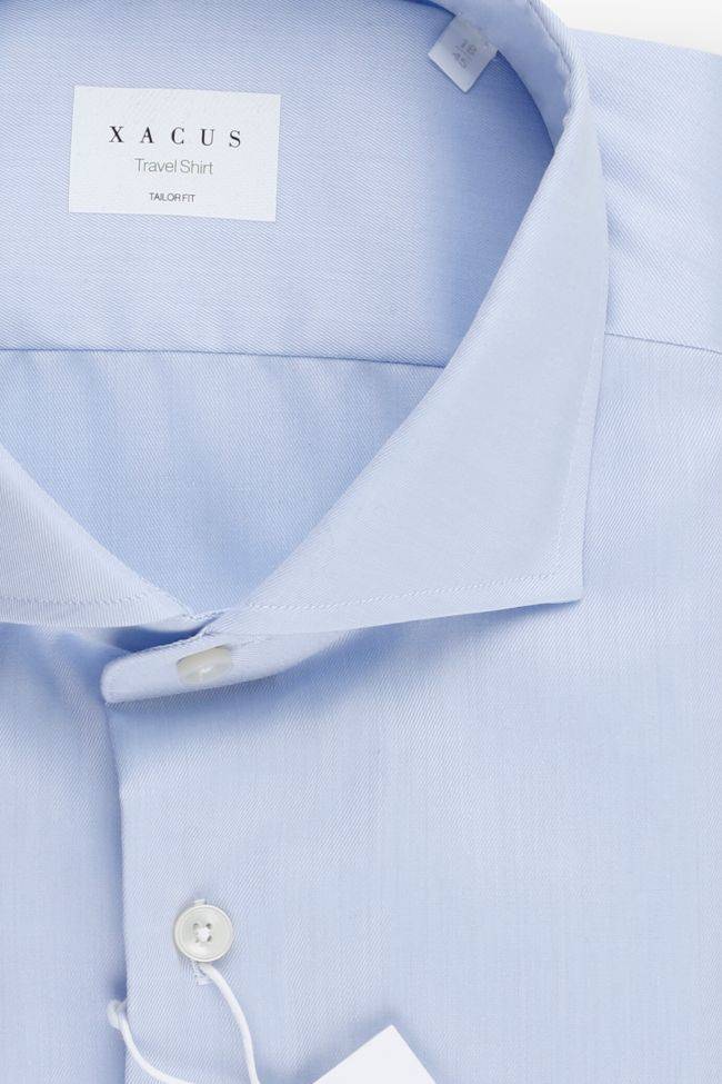 Xacus Hemd Herren Xacus Regular Einfarbig 100% Bio-Baumwolle Kragen Französisch Lange Ärmel