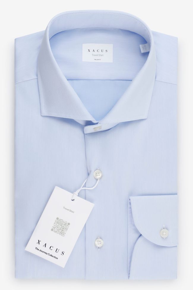 Xacus Hemd Herren Xacus Regular Einfarbig 100% Bio-Baumwolle Kragen Französisch Lange Ärmel