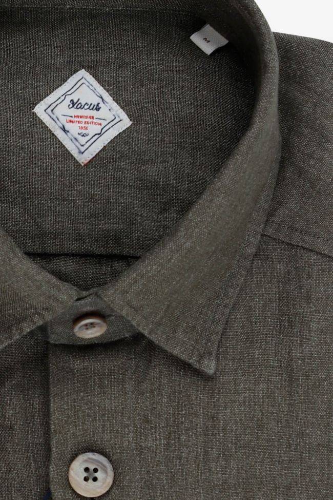 Xacus Hemd Herren Xacus Regular Einfarbig 100% Leinen Kragen Italienisch Lange Ärmel