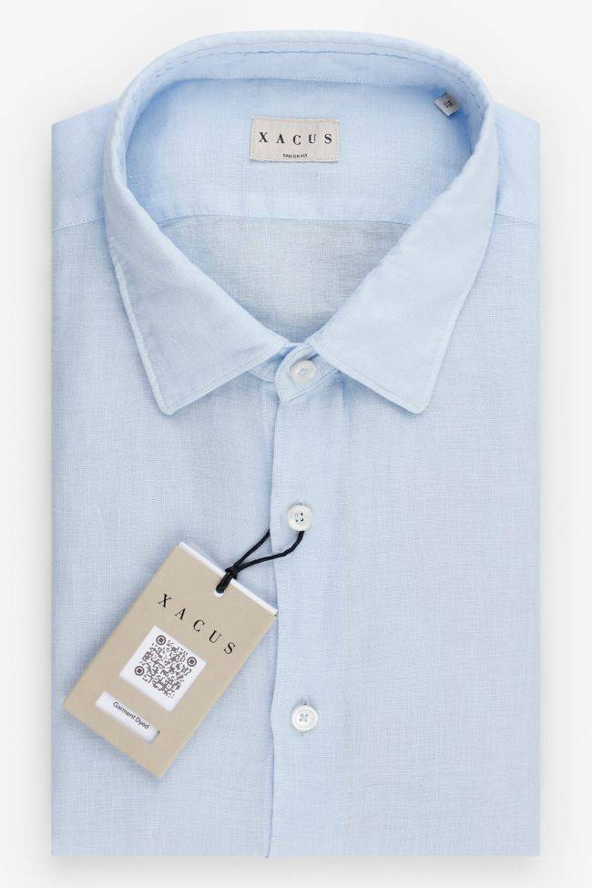 Xacus Hemd Herren Xacus Regular Einfarbig 100% Leinen Kragen Italienisch Lange Ärmel