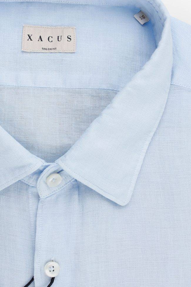 xacus Hemd Herren Xacus Regular Einfarbig 100% Leinen kragen Italienisch Lange Ärmel