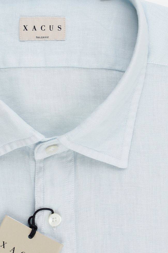 Xacus Hemd Herren Xacus Regular Einfarbig 100% Leinen Kragen Italienisch Lange Ärmel