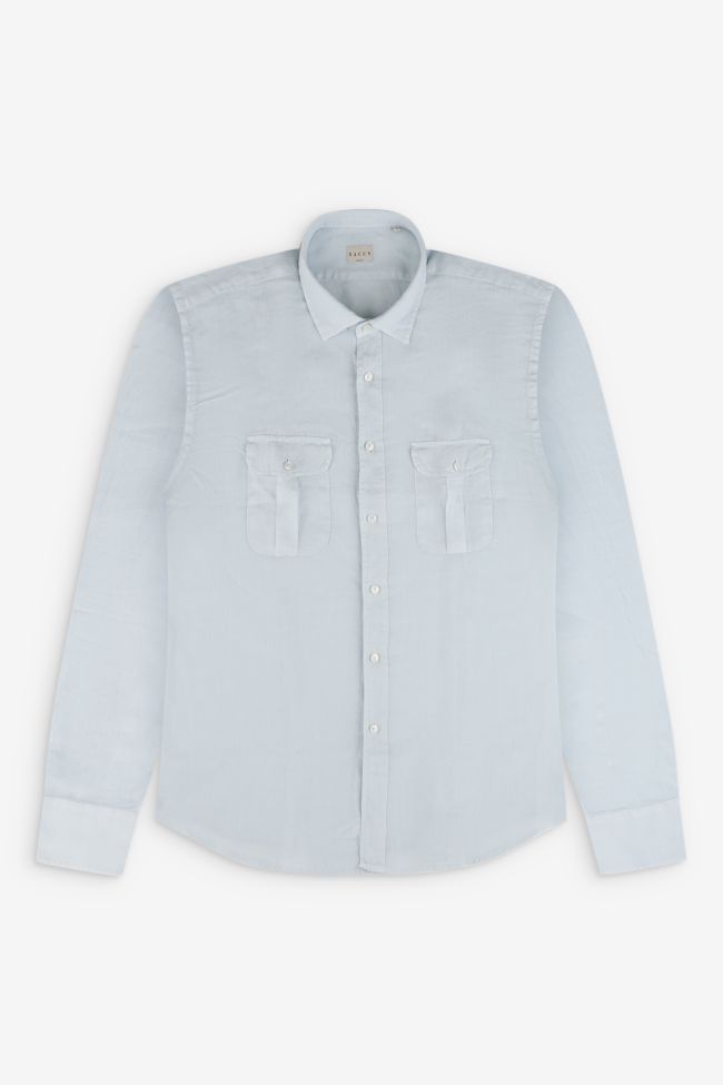 xacus Hemd Herren Xacus Regular Einfarbig 100% Leinen kragen Italienisch Lange Ärmel