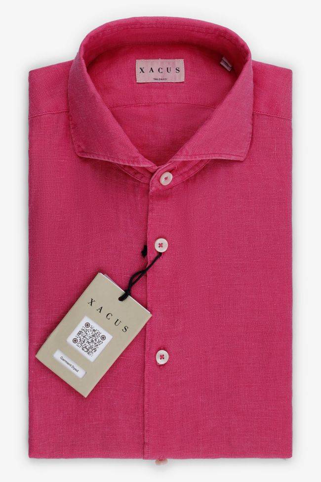 Xacus Hemd Herren Xacus Regular Einfarbig 100% Leinen Kragen Französisch Lange Ärmel