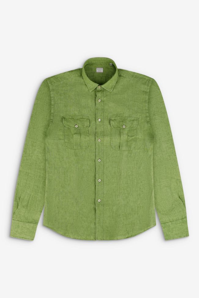 Xacus Hemd Herren Xacus Regular Einfarbig 100% Leinen Kragen Italienisch Lange Ärmel