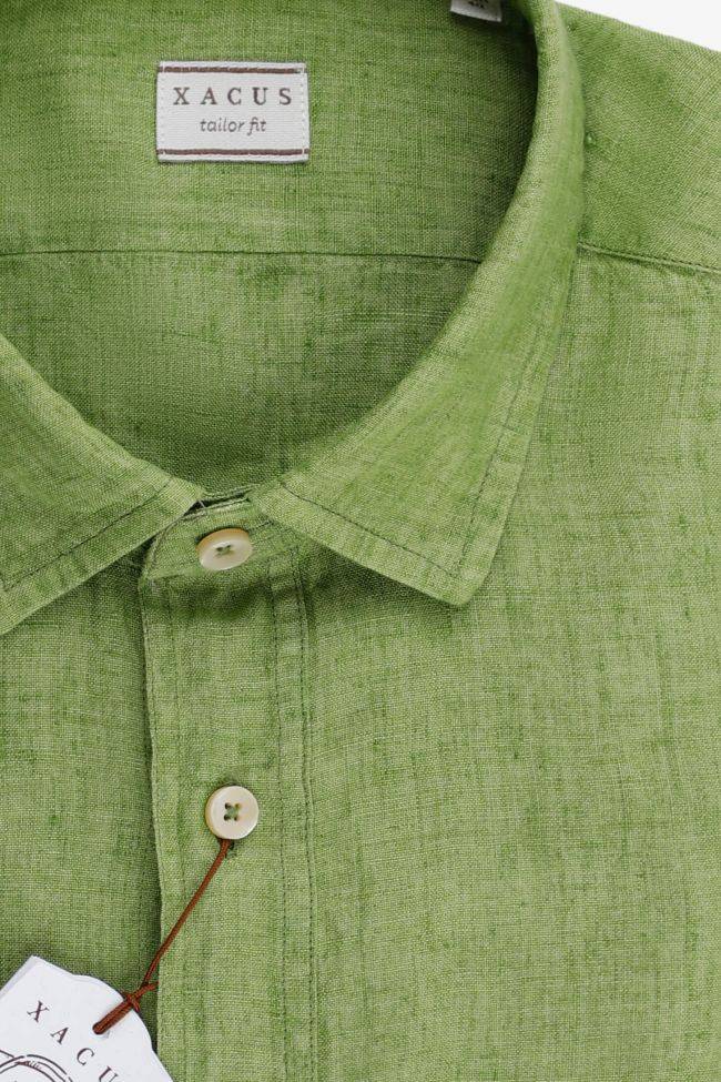 Xacus Hemd Herren Xacus Regular Einfarbig 100% Leinen Kragen Italienisch Lange Ärmel