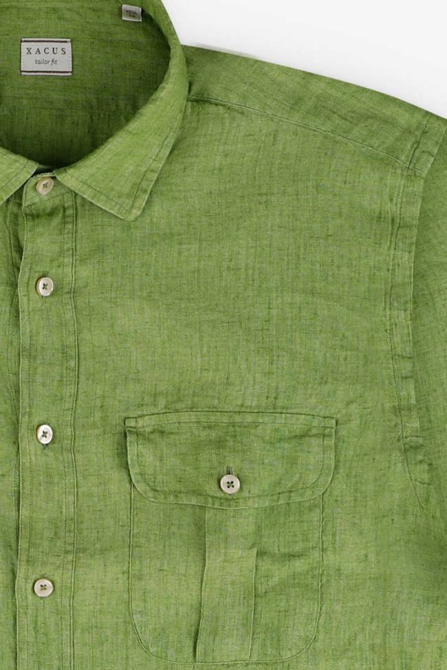 Xacus Hemd Herren Xacus Regular Einfarbig 100% Leinen Kragen Italienisch Lange Ärmel